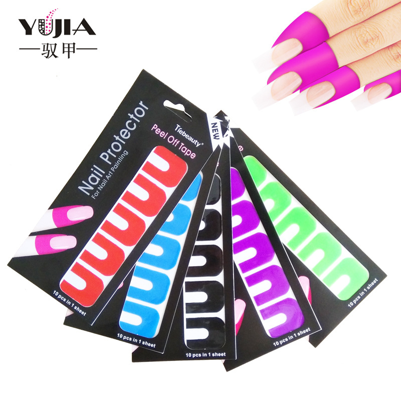 Esmalte de uñas pegatinas anti-desbordamiento esmalte de uñas desbordamiento de uñas en forma de U pegatinas anti-desbordamiento pegamento anti-desbordamiento pegatinas en stock al por mayor