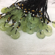 带挂绳天然玉石平安扣吊坠 岫玉平安扣挂件岫岩玉平安牌挂坠饰品