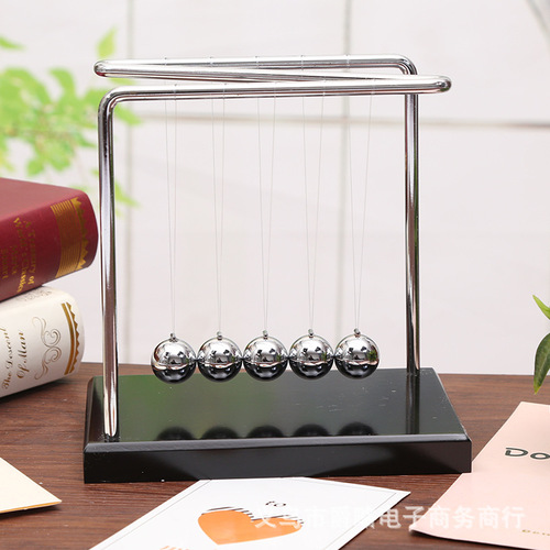 N-shaped solid wood Newton pendulum ball, pool ball, bumper ball, scientific cradle balance ball, desktop decompression decorative ornaments