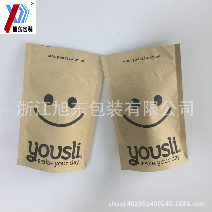 厂家专业定制开窗自封自立牛皮纸防油零食品拉链袋食品包装袋