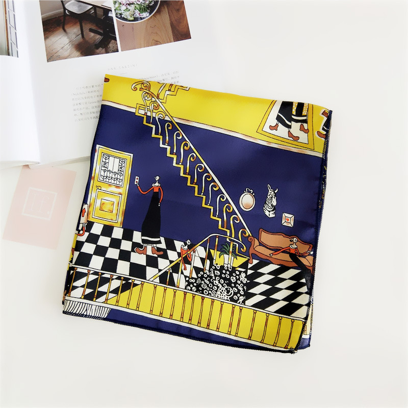 60g Weight Silk Scarf Classification Daily Occasion Satin Material Stripe, Polka Dots, Chains Print Pattern Summer Season Women's Gender Simple Style Style Women's Simple Style Stripe Polka Dots Chains Print Satin Silk Scarf 40