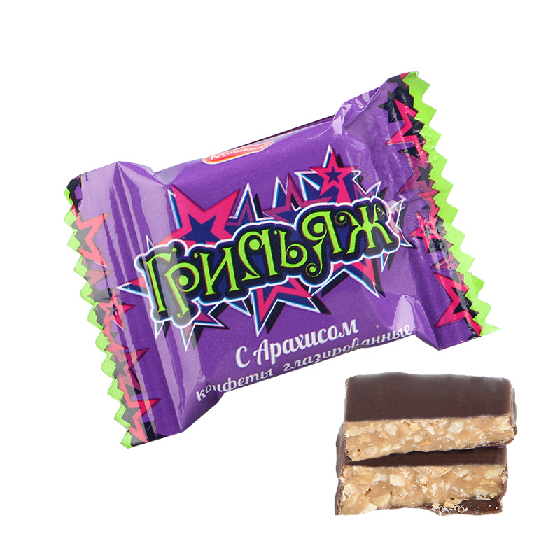 批发俄罗斯进口紫皮酥糖花生芝麻果仁巧克力酥糖休闲零食婚庆喜糖|ru