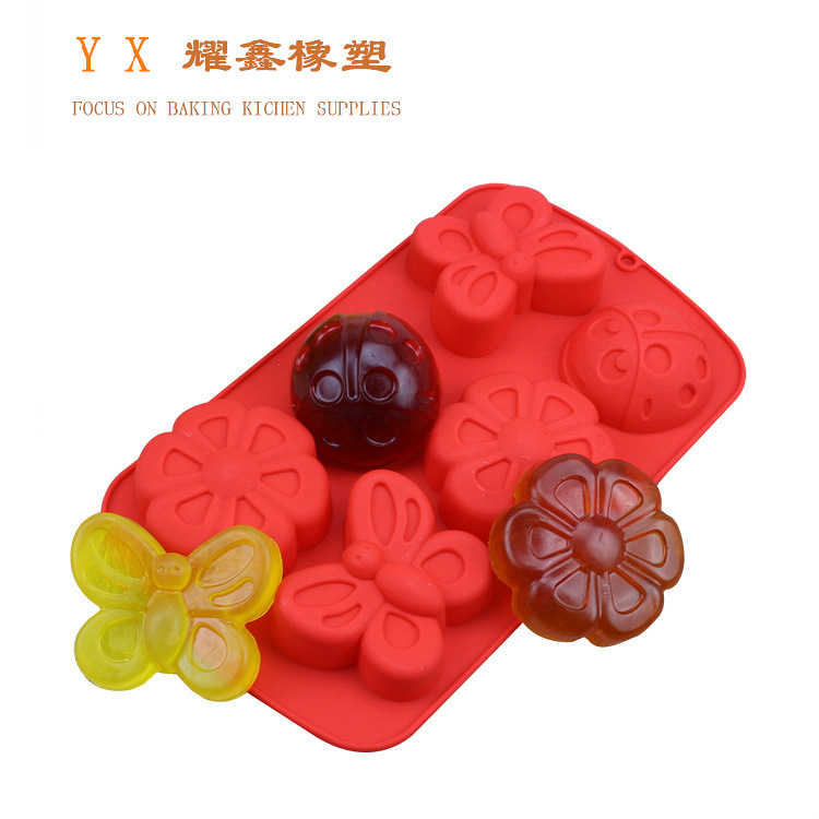 6连蝴蝶瓢虫硅胶手工皂模 硅胶肥皂模 硅胶工具diy silicone制品