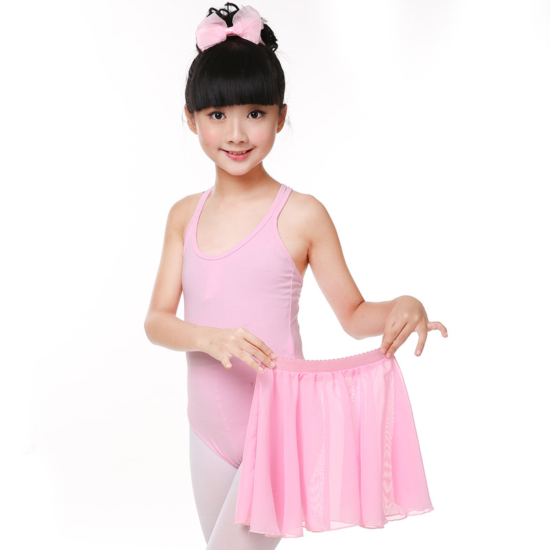 En Stock ropa de baile para niños de algodón doble Sling mono gimnasia práctica Ballet media longitud traje de falda de gasa