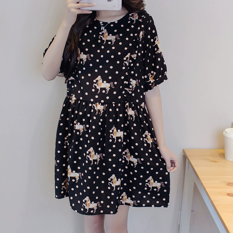 Цельная доставка летнее платье для беременных платье повседневное свободное платье для беременных больших размеров с принтом Большая лошадь кукла юбка мода мама