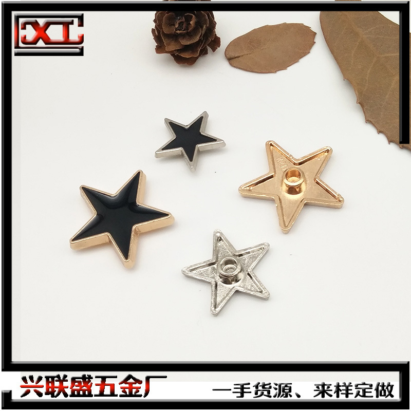 16mm金属五角星滴胶帽钉 牛仔裤衣角铆钉 环保合金星星撞钉服装配