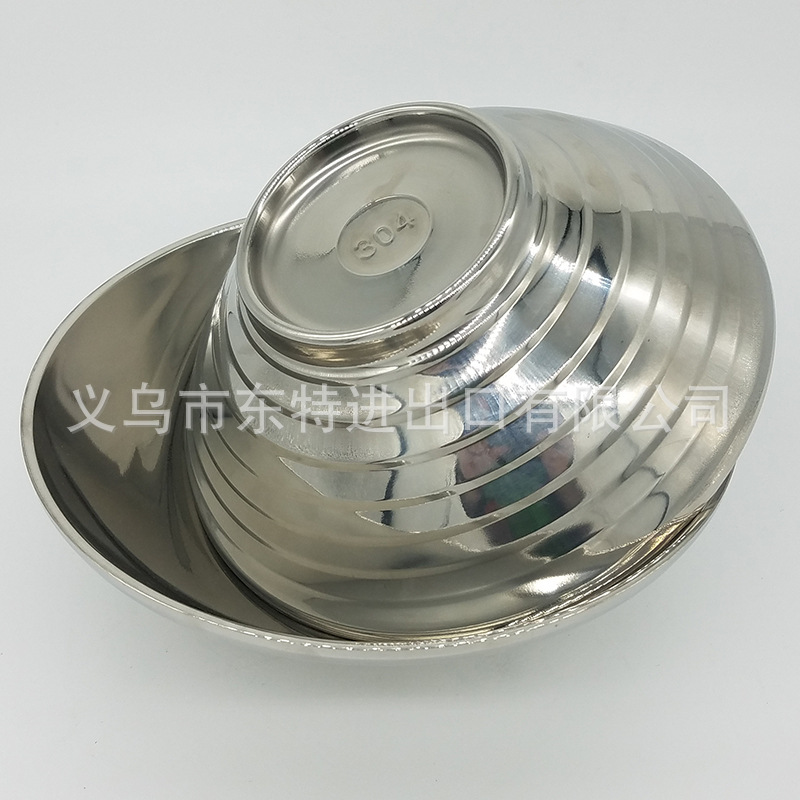 Factory direct sales of stainless steel ramen bowls, 304 Japanese ramen bowls, threaded bowls, high-end soup noodle bowls, thickened bamboo hat bowls detail image 12