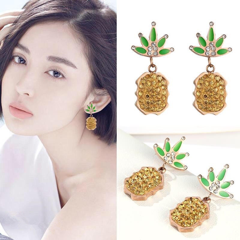Star street shoot metal plating Titanium steel earrings (Rose gold pair)NHIM0958-Rose gold pair