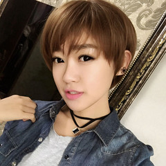 Wig for women short straight hair stylish fashion men and women short bangs textured fine hair factory supply straight hair
