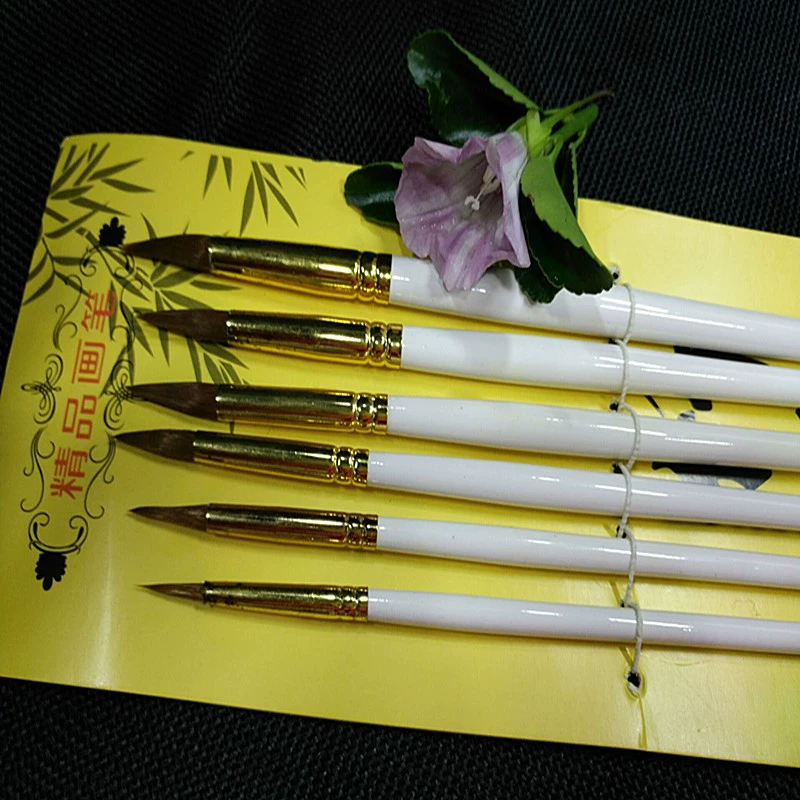 Brush, golden copper set, gouache, chalk, line drawing