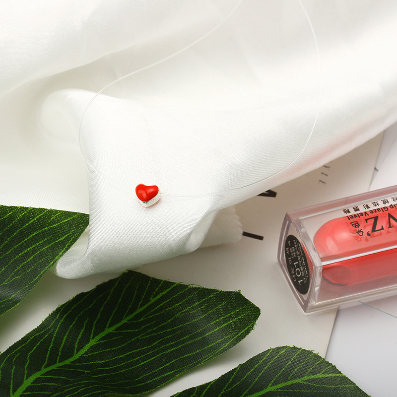 Sweet cute little red heart love necklace female drip oil red peach heart short necklace