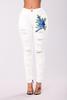 European hole embroidered little feet elastic color jeans female