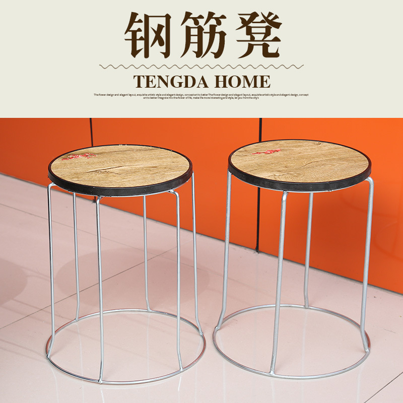 Manufacturers Source Home Metal Steel Bench Restaurant Creative Iron Stool Six Connecting Reinforced Stool Wooden Bench