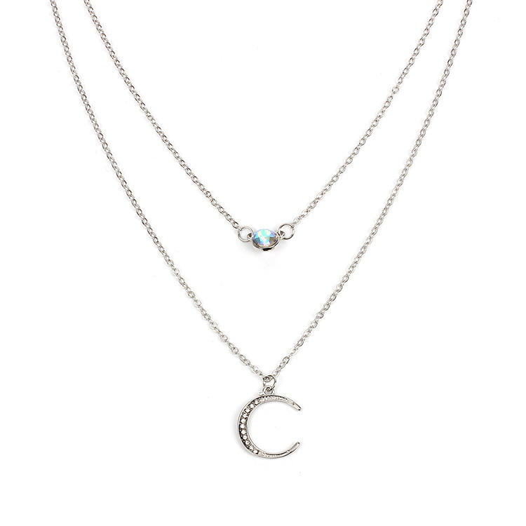 9g Weight Necklace Classification Women'S Gender Gold, Silver Color Hot-selling  Moon Pendant Multilayer Necklace Wholesale 2