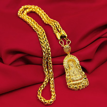鍍金首飾 黃銅鍍金男士飾品項鏈配鏤空觀音金龍牌久不掉色