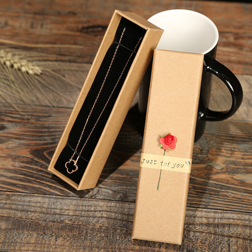 Hot selling heaven and earth cover gift paper box creative rose necklace jewelry packaging box jewelry box manufacturer wholesale