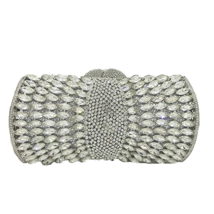 Sac Pour Femme Clouté De Diamants Sac De Pierres Précieuses De Couleur Pure En Forme D&#39;oreiller display picture 4