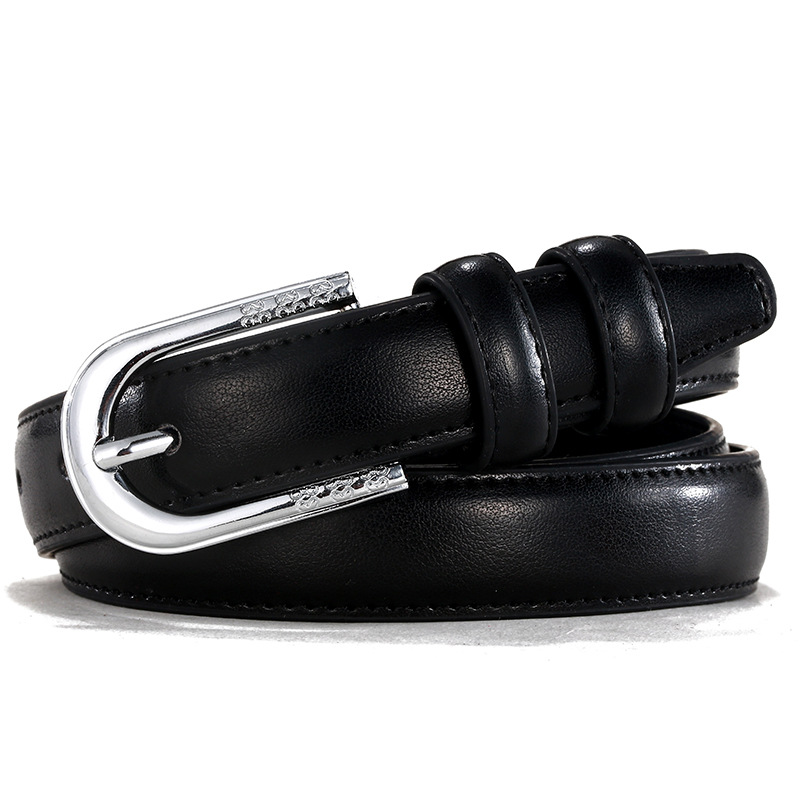 女皮带女士百搭针扣宽腰封双面细牛皮腰带一件代发通勤植物花卉