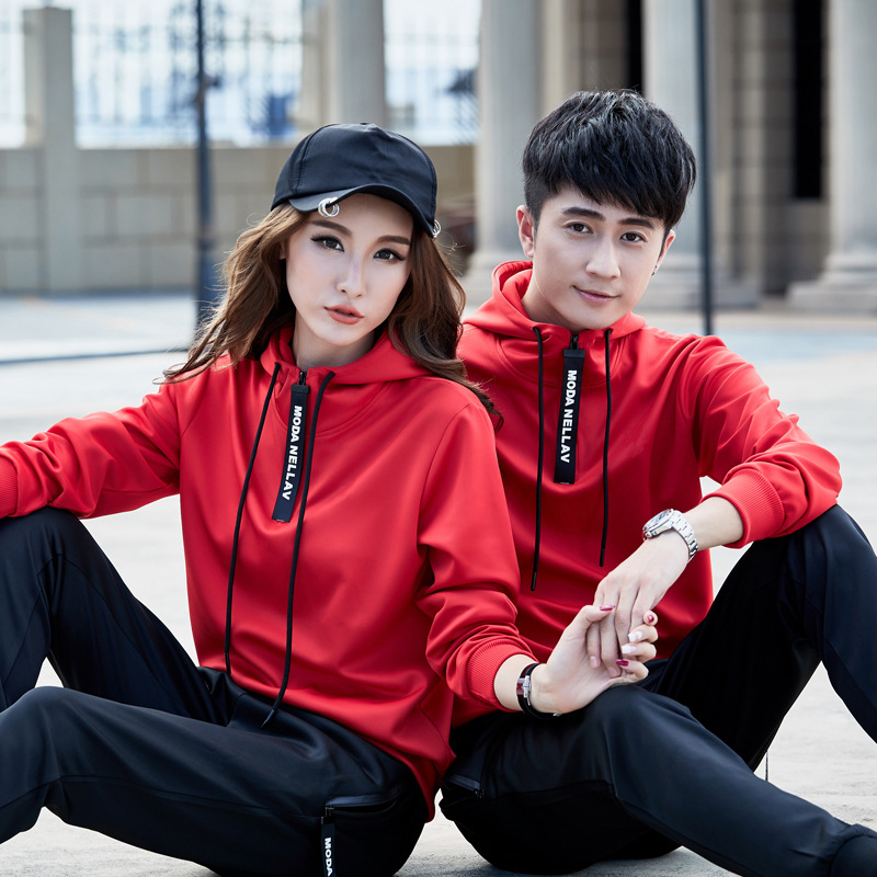 New spring and autumn leisure couple suit fashion long sleeve hooded men's and women's sanitary clothes