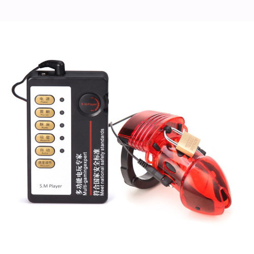 Adult products electric shock pulse male plastic silicone chastity lock CB6000S alternative toy sex toy