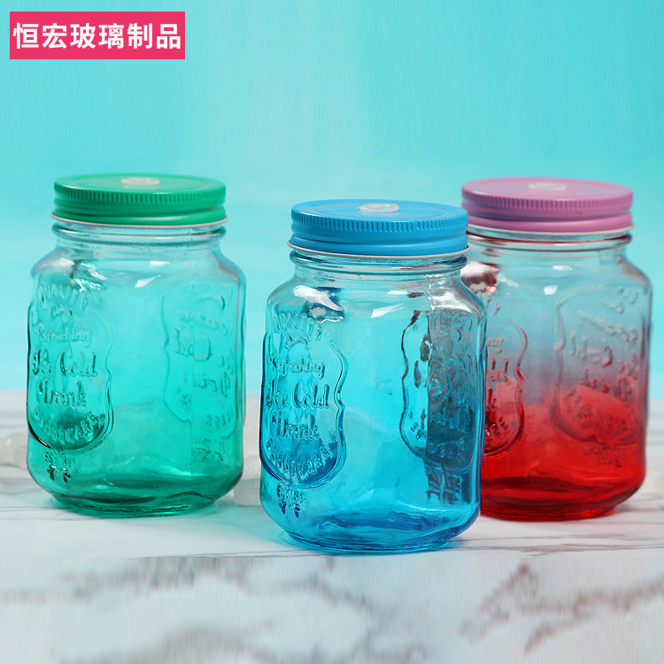 厂家直销创意吸管玻璃把子杯 带盖密封  学生冷饮杯定制LOGO