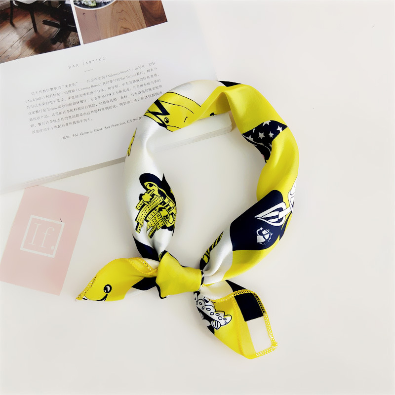 Women's Simple Style Stripe Polka Dots Chains Print Satin Silk Scarf display picture 54