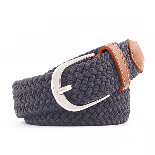 Unisex pin buckle belt canvas elastic waistband young student woven canvas belt wholesale