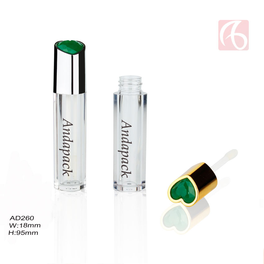 新款热销高档桃心型爱心型唇彩管塑料吹瓶彩妆包材空唇彩管唇釉管