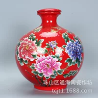 Jingdezhen керамика 5 кг 10 кг цветной глазури плоская бутылка крышки бутылки вина банки вина красный желтый завод прямых продаж