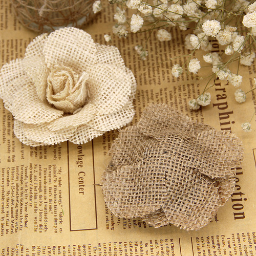 New European and American handmade linen flowers for Christmas, wedding, holiday party, shoe flowers, hat flowers, decorative supplies are available