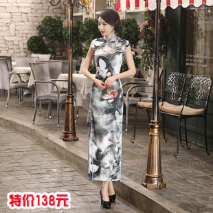 荷花真丝旗袍图片_荷花真丝旗袍图片大全 - 阿