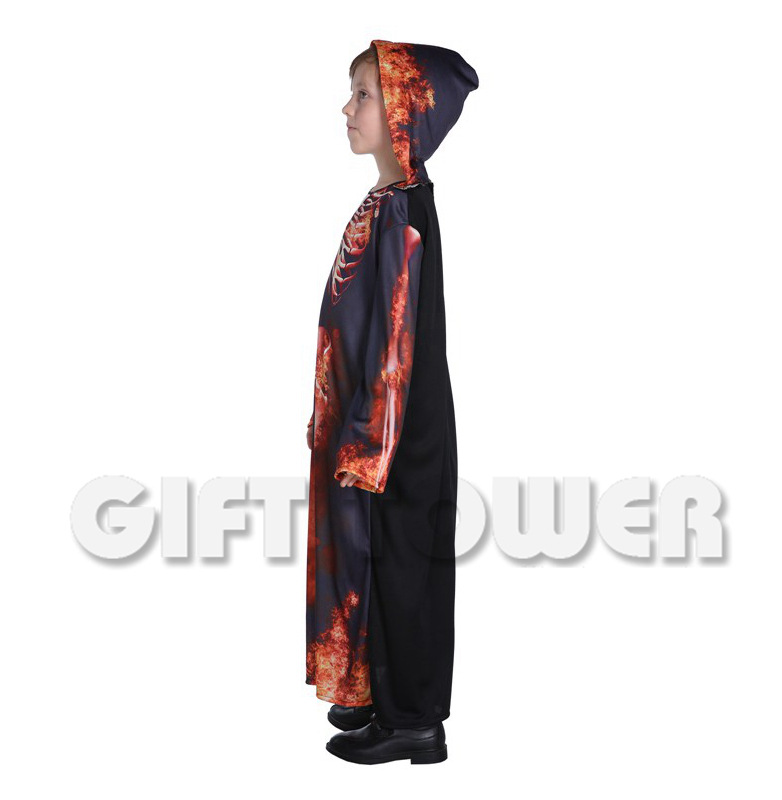 Hwan-woo's Halloween costume, vampire costume,B-0175 flame skull robe cosplay boy detail image 5