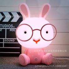 萌兔觸摸台燈 眼鏡兔LED學習燈 卡通綠豆蛙3檔觸控USB床頭燈