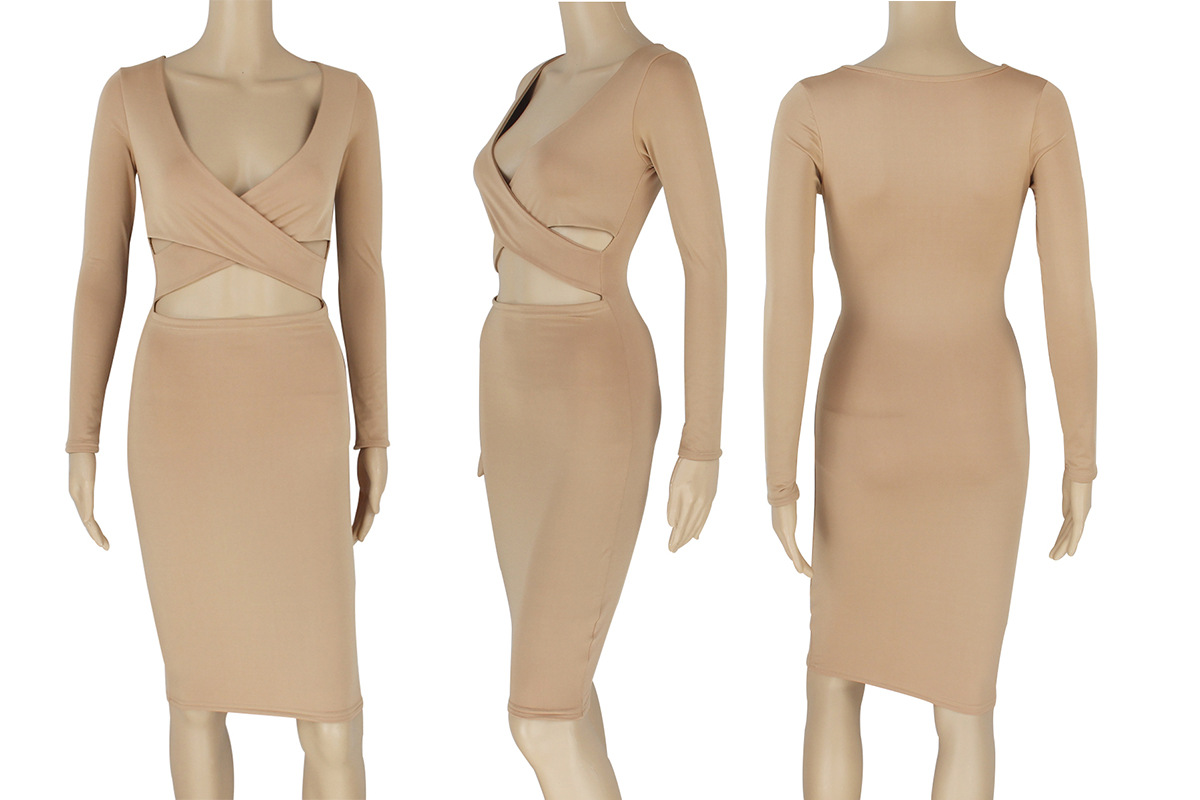 Sexy Long-Sleeved Hollow Dress NSZY17805
