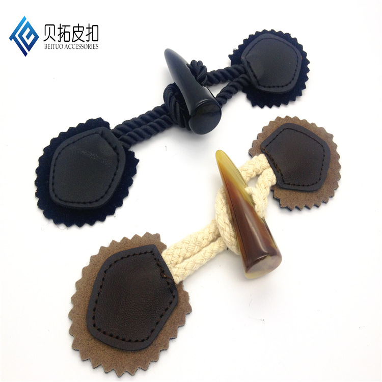 齿痕太阳花皮革对扣 树脂牛角对扣 服装辅料大衣时装纽扣