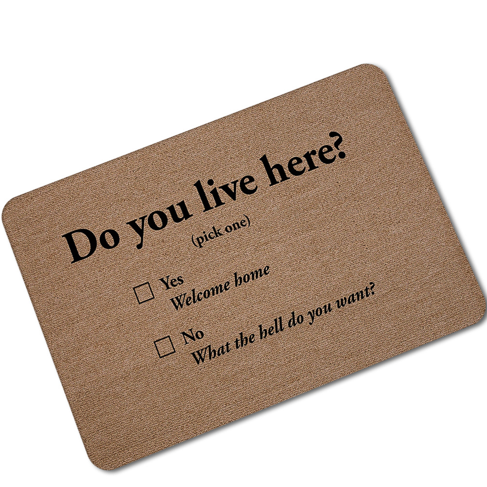 "Please Answer Before Entering" American-style Welcome Fun Rubber Floor Mat, Water-absorbent, Non-slip, Dirt-resistant_voghion.com
