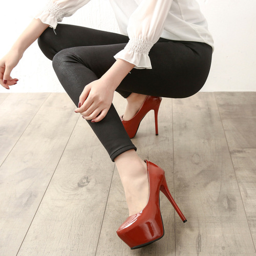 Korean-style fashionable business trendy European and American nightclub ultra-high heel platform shallow mouth women's single shoes high heels 8126-17