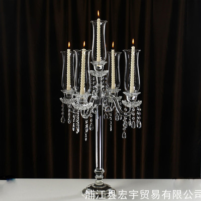 欧式时尚水晶烛台婚庆气氛布置道具桌面透明摆件水晶蜡烛器皿|ru