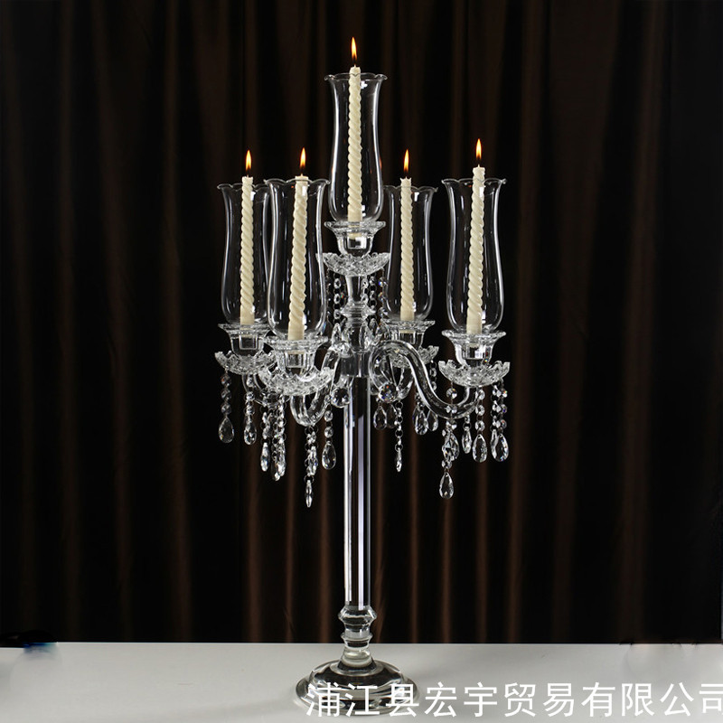 欧式时尚水晶烛台婚庆气氛布置道具桌面透明摆件水晶蜡烛器皿|ru