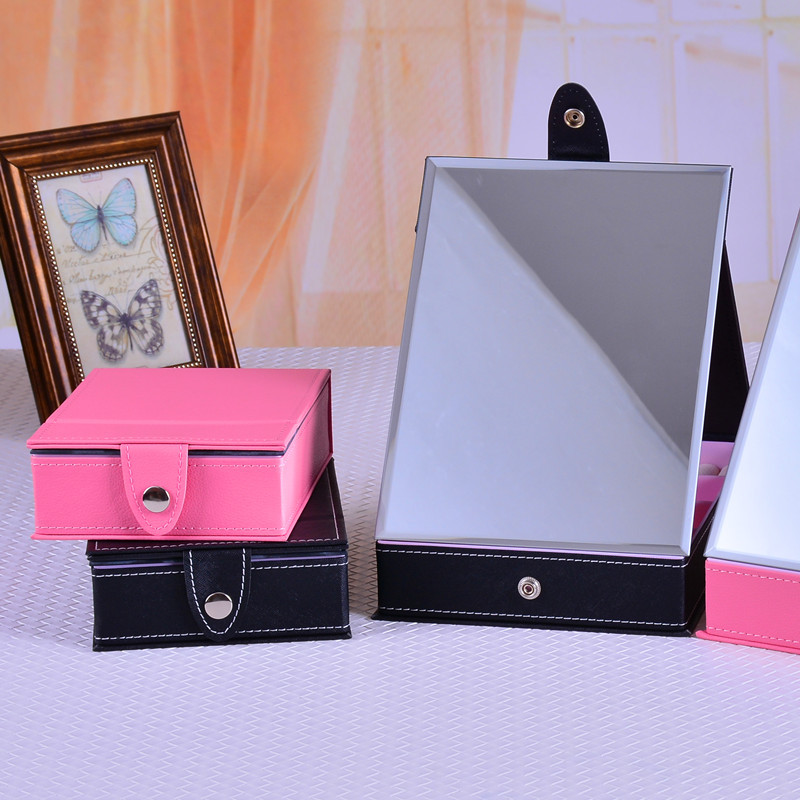 Make-up mirror storage box Desktop fold Portable desktop multi-function Cosmetics jewelry Storage box student