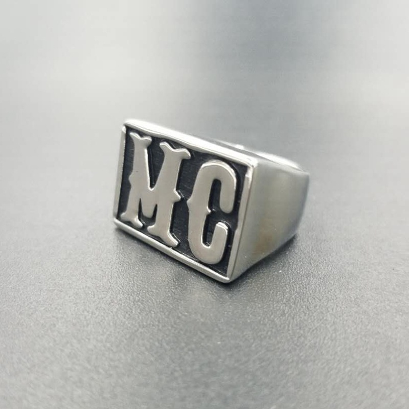 Titanium Steel Material Retro Letter Titanium Steel Enamel Men's Rings