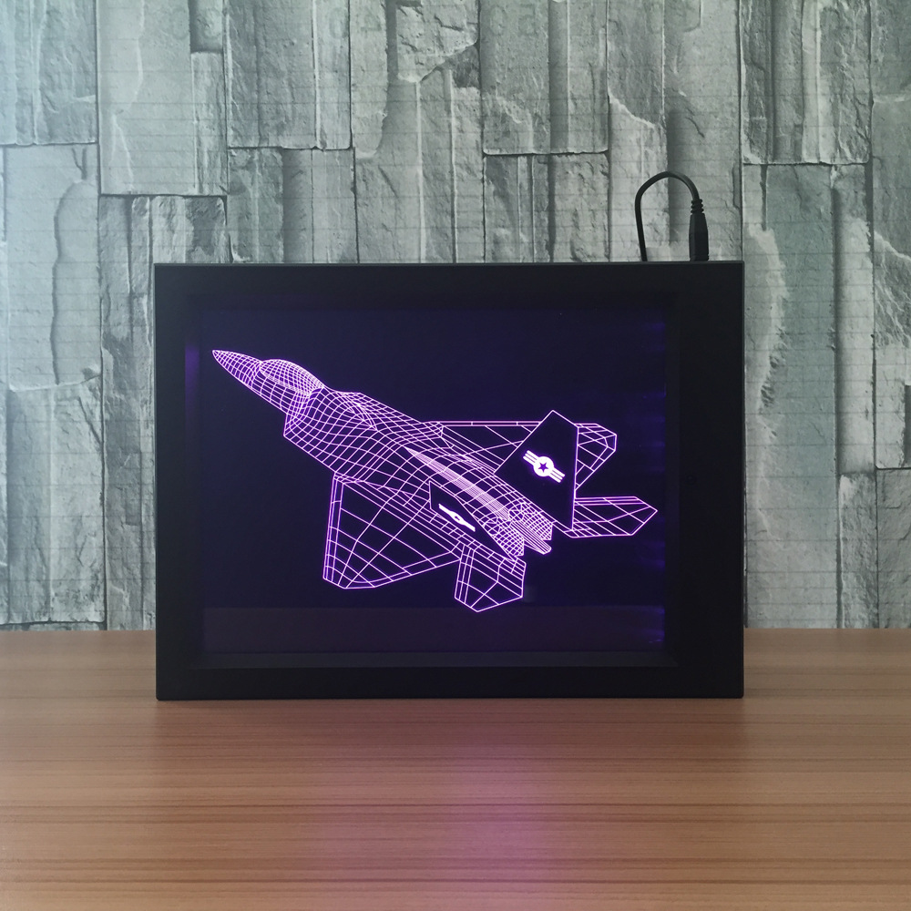 相框3d灯 亚克力相框led灯 创意礼品小夜灯帆船