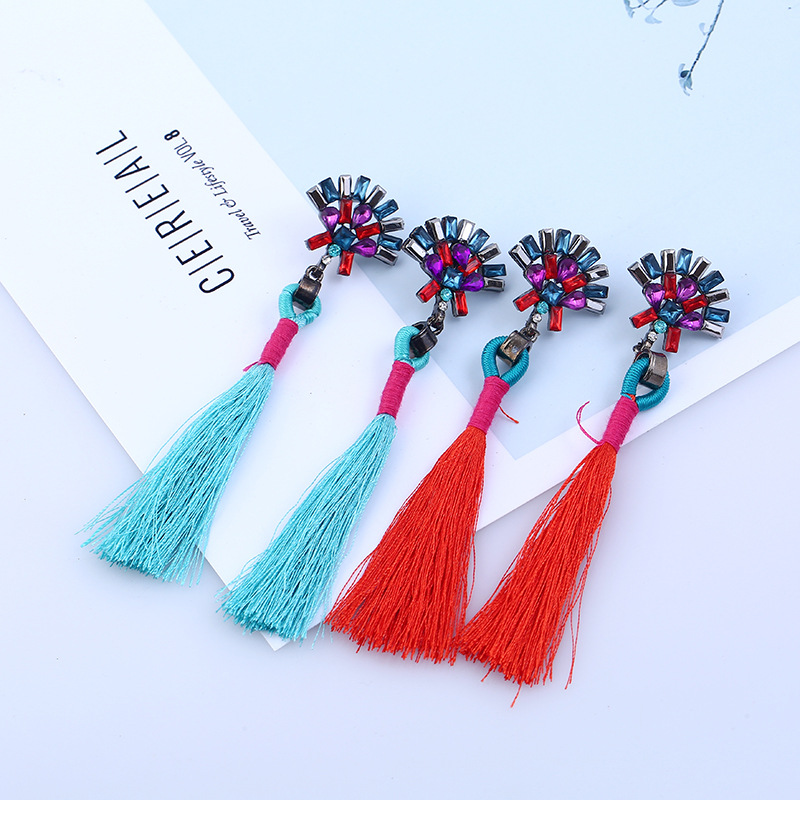 Occident and the United States alloy Drip oil earring (Gun black - sapphire blue)NHKQ1151-Gun black - sapphire blue
