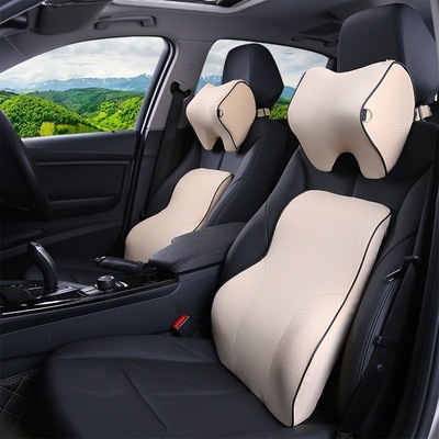 车载汽车头枕腰靠套装车用护颈枕靠枕靠垫汽车用品内饰记忆棉批发|ms