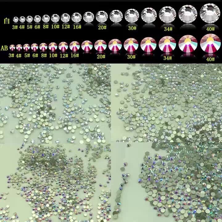 Nail Art Flat Bottom Diamond Nail Art Shop Rhinestone Sticker Jewelry Phototherapy Nail Diamond Crystal AB White