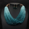 Fashionable multilayer resin, necklace and earrings, set, accessory handmade, gradient, European style