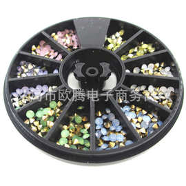 美甲尖底蛋白钻6色混钻盒 2.5MM钻  6CM小圆盘系列 美甲饰品钻