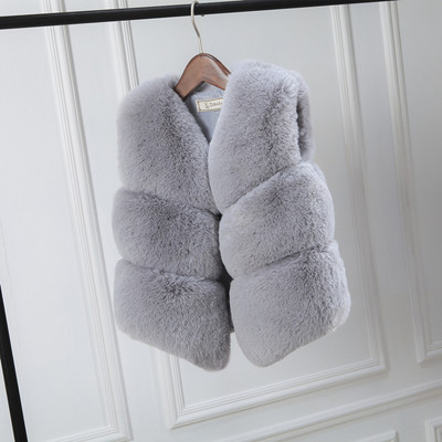 2018 new pattern Children's clothing Vest Korean Edition girl Mosaic Fur imitation Vest Mid length version CUHK children vest
