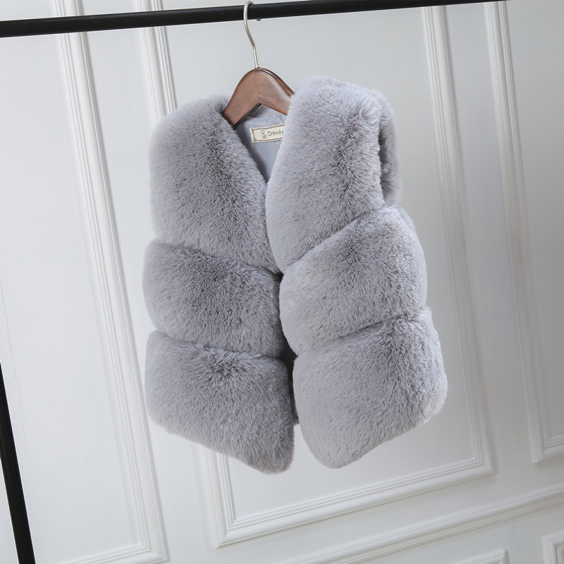 2018 new pattern Children's clothing Vest Korean Edition girl Mosaic Fur imitation Vest Mid length version CUHK children vest