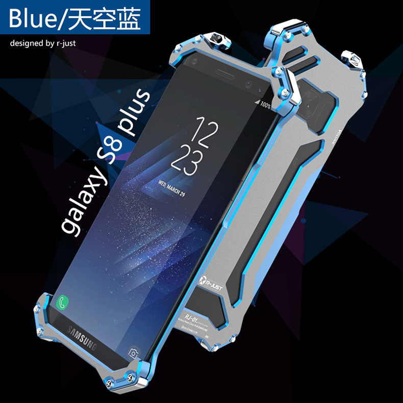 R-Just Gundam Aerospace Aluminum Contrast Color Shockproof Metal Shell Outdoor Protection Case for Samsung Galaxy S8 Plus & S8